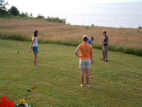 Playing croquet